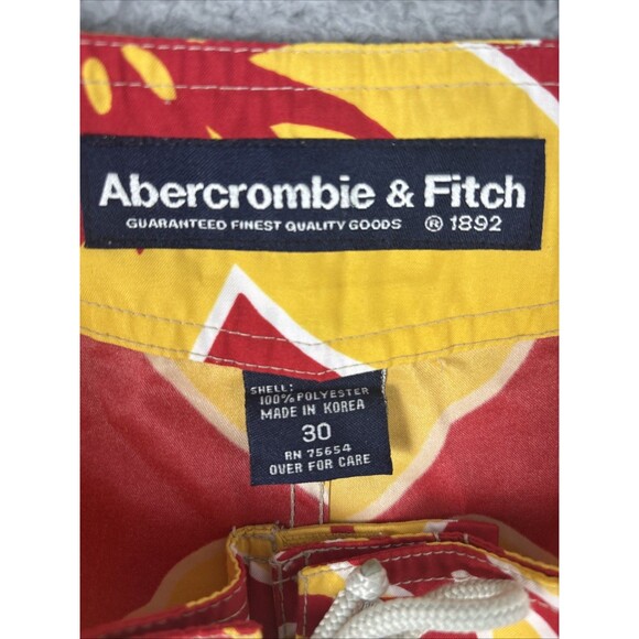 Abercrombie & Fitch Red Yellow Floral Swim Shorts Trunks Mens Size 30 - Picture 4 of 9